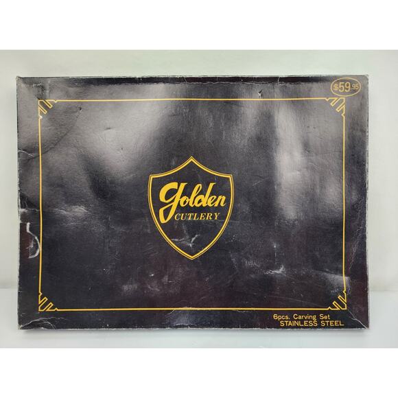 Golden Cutlery 6pc Vtg Carving Set New in Box Bread Chef Steak & Paring Knives - Picture 4 of 7